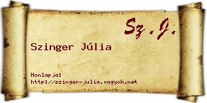 Szinger Júlia névjegykártya