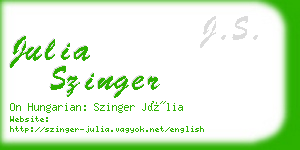 julia szinger business card